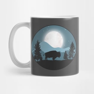 Night falls as the Buffalo roam the prarie in Yellowstone Mug